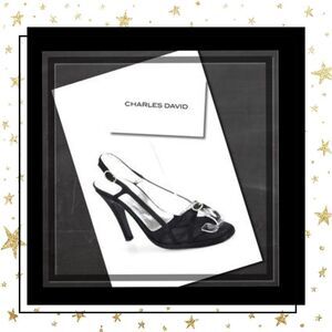 Charles David Black Satin Jewell Slingback Heels 7